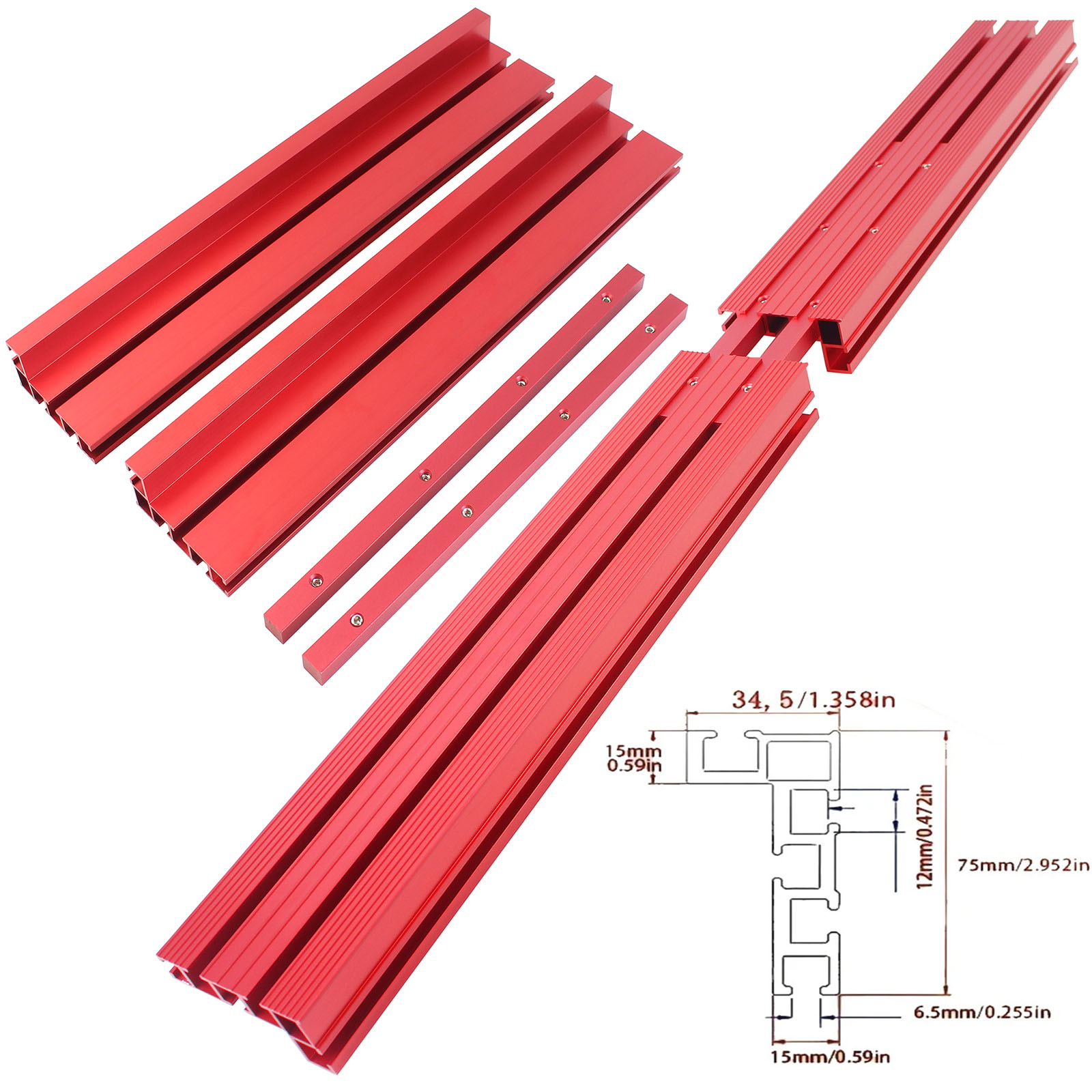 Router Table Insert - 1Set 80cm Splicing Fence with Connecting
