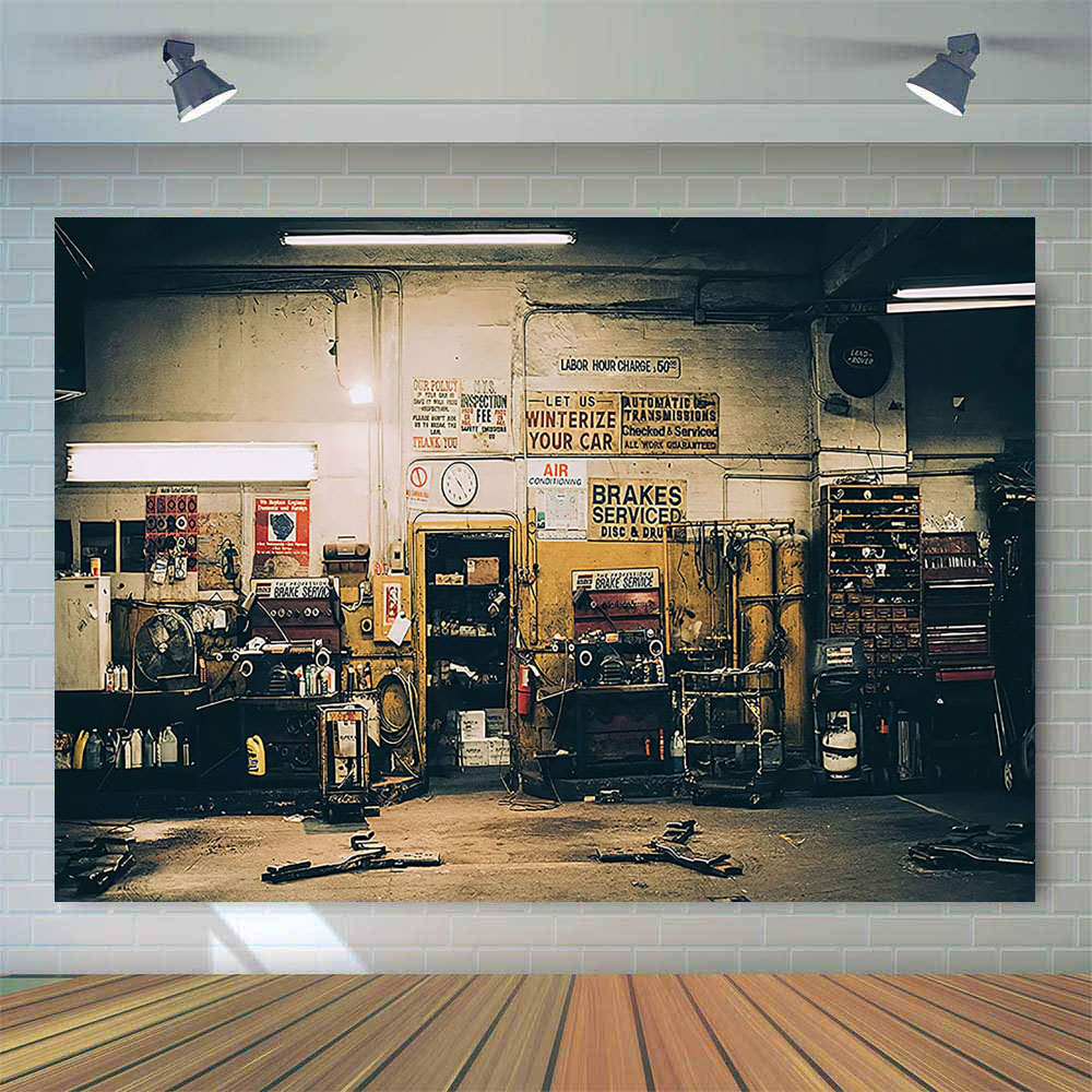 Retro Sửa Chữa Xe Phông Nền Cô - đánh giá và giá Workshop Tools Background