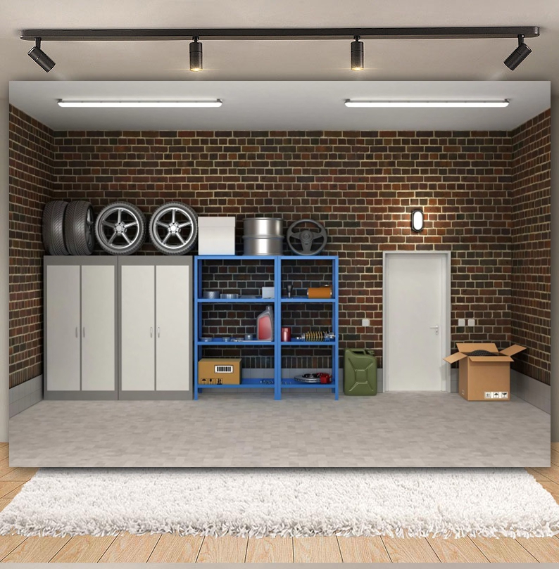 Vintage Garage Backdrops Car R - đánh giá và giá Workshop Tools Background