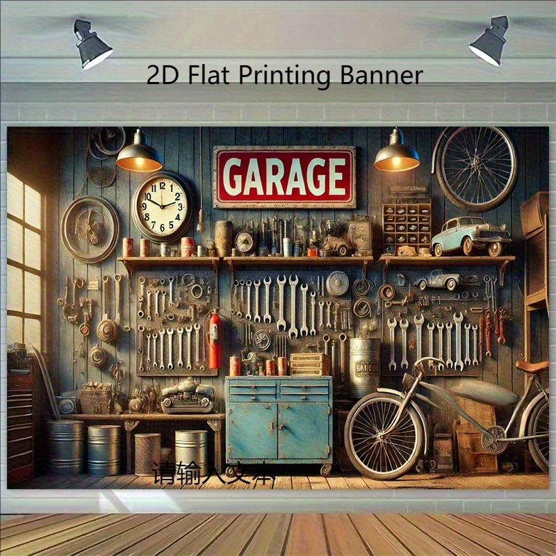 Industrial Garage Backdrop Ban - đánh giá và giá Workshop Tools Background